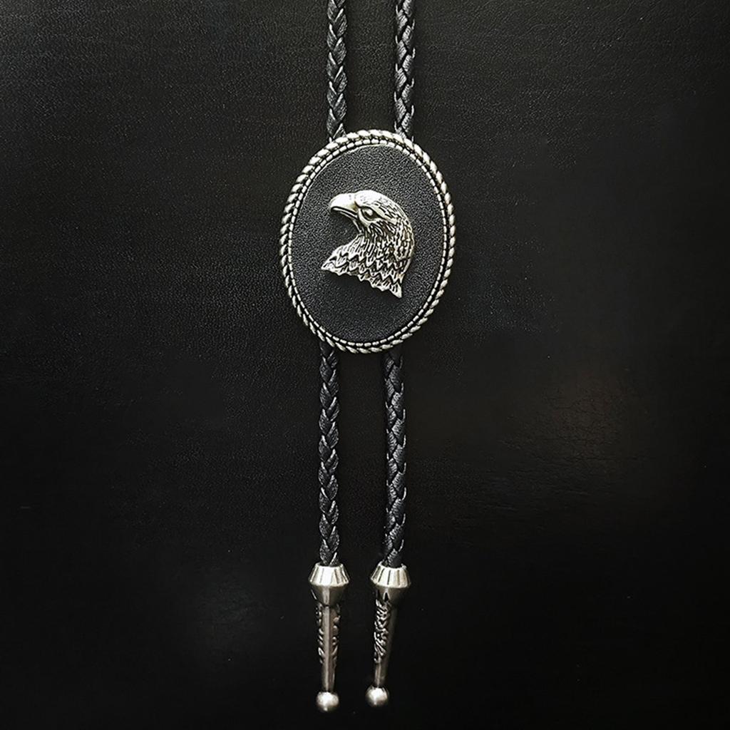 Eagle Head Bolo Tie Women Men Unisex Vintage PU Leather Necktie Rope Tie Neck Jewelry Rodeos Tie for Formal Theme Party