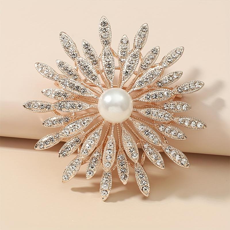 

Большая двухслойная брошь-цветок, инкрустированная искусственным жемчугом, женская одежда, аксессуары, подарок золотой