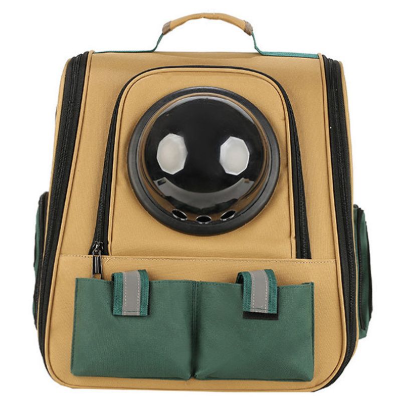 

Pet Supplies out Backpack Transparent Space Capsule Canvas Foldable Cat Bag Astronaut Bag Yellow and Green