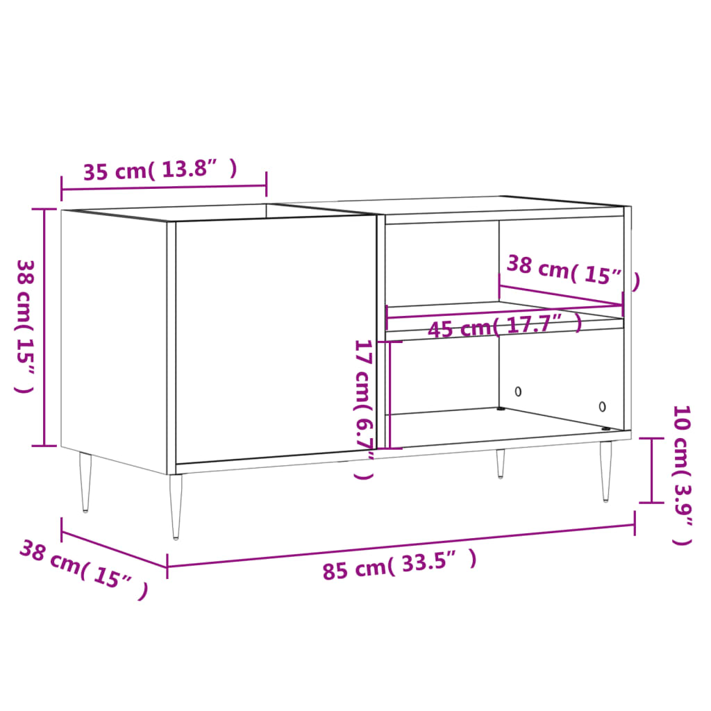 Record Cabinet Concrete Grey 85x38x48 cm Particleboard
