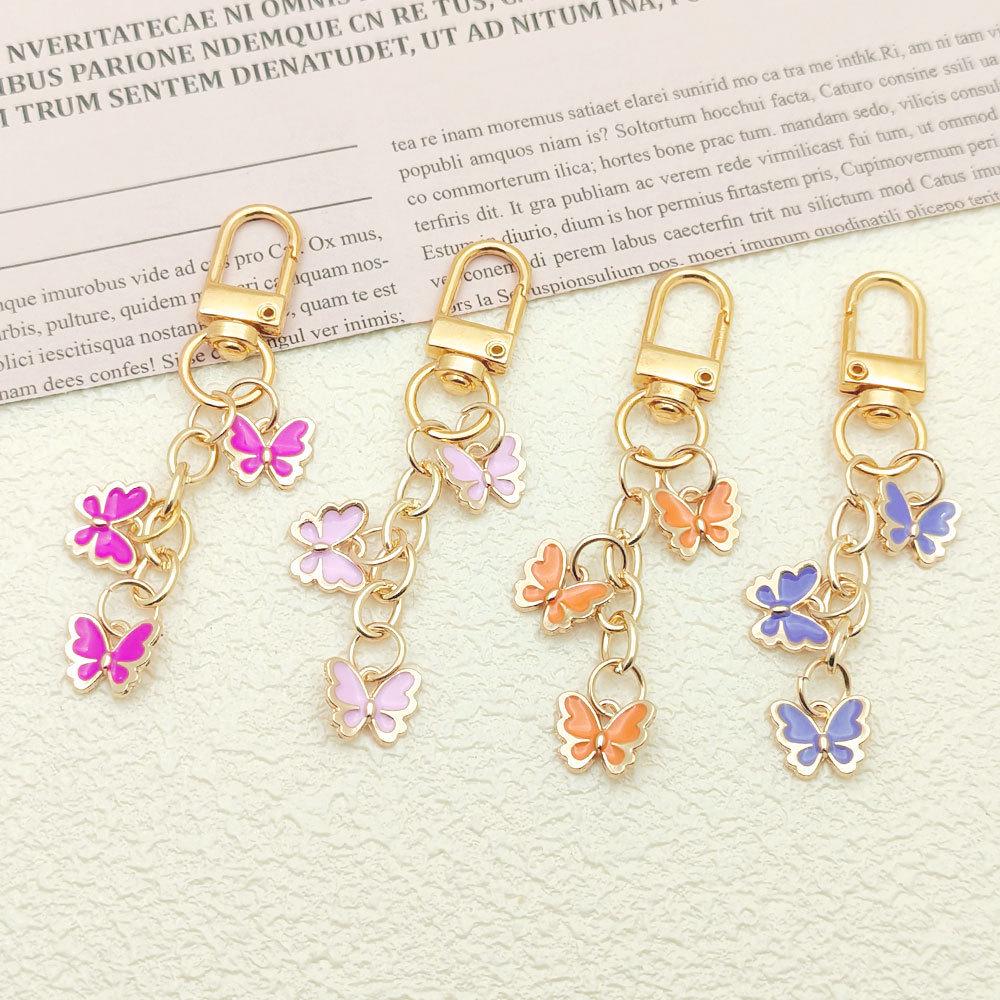Colorful Butterfly Oil Drip Keychain Pendant for Creative DIY Alloy Earphone Case Packaging Ornaments