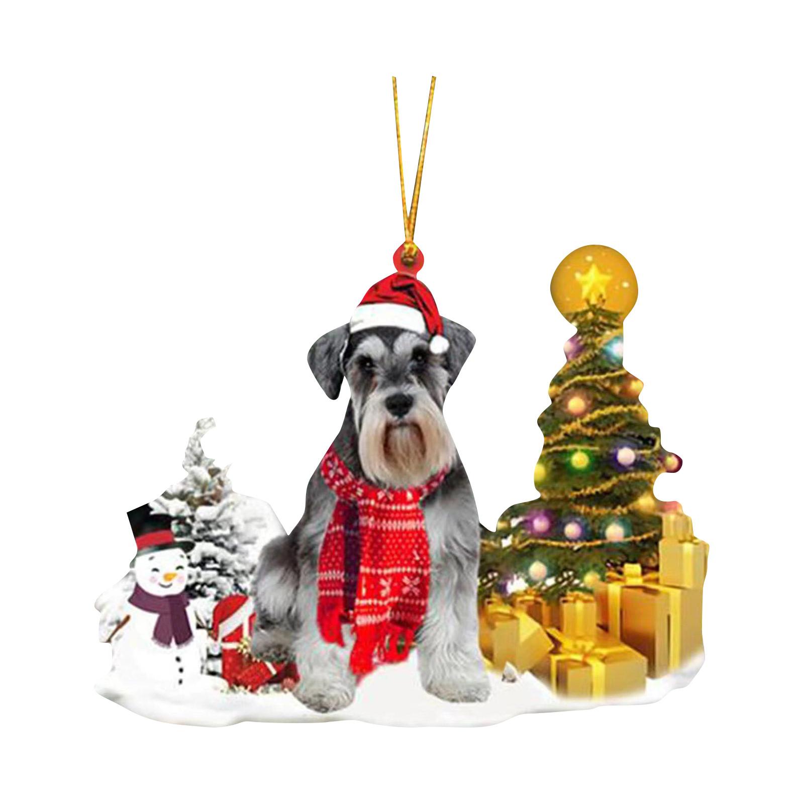 

Рождество и собака из акрилового материала, милый рождественский елочный орнамент, автомобильный кулон One Size