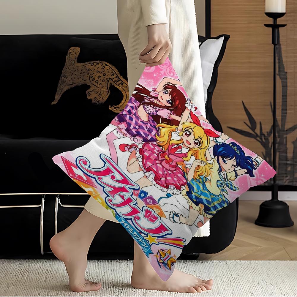 Aikatsu On Parade! Anime Cushion Cover Car Throw Pillow Case For Sofa Car Christmas Gift 40x40cm 45x45cm