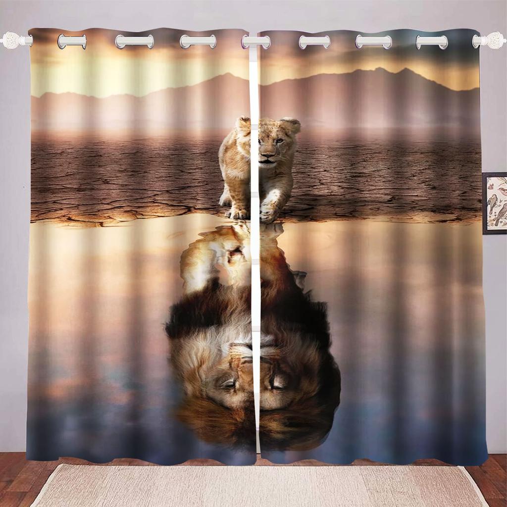 Lion King Dustproof 100% Polyester Blackout Curtains Curtains For Living Room Bedroom Drapes Home Decor