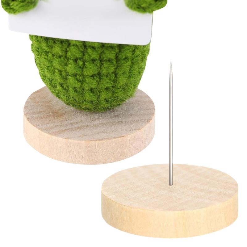 Crochet Dolls Stand Set With Wood Bases, 12Count For Single And Double Needle Dolls Wood Display Stand