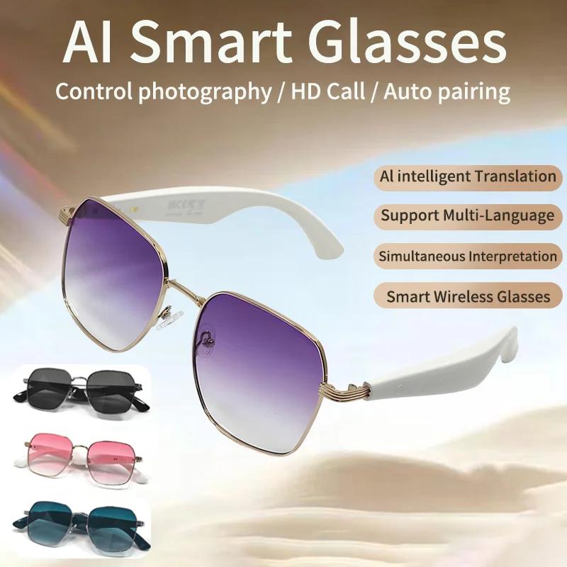 SACOSDING Smart Glasses Bluetooth Call AI Intelligent Translation Real-time Simultaneous Interpretation Headset Anti-UV Sunglasses
