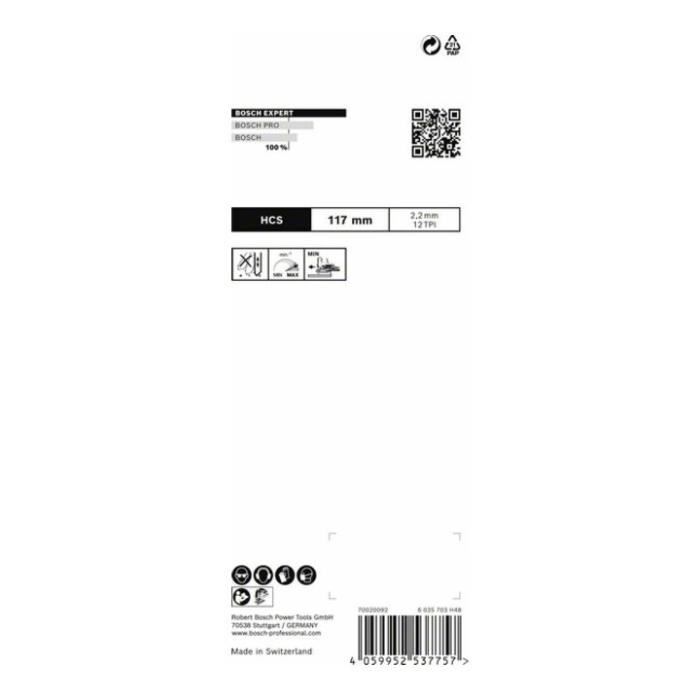 Lame de scie sauteuse - bosch - t308b - pack de 5 - acier hcs - découpe 2-side clean