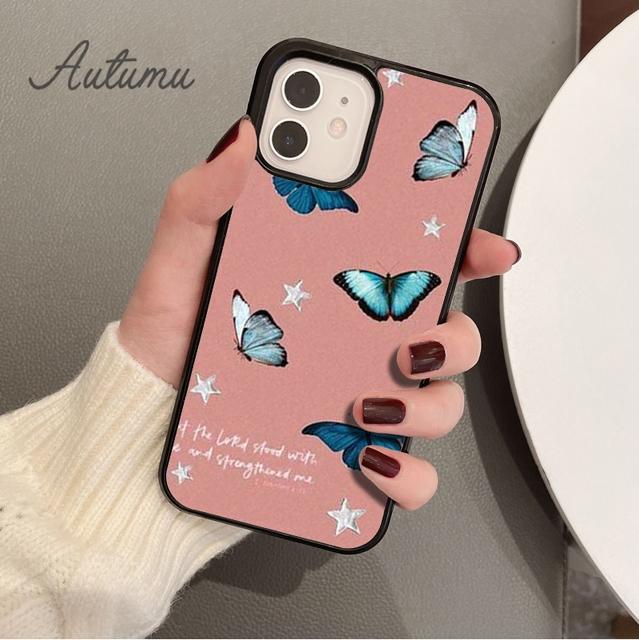 Cute Butterfly Flowers Phone Case for iPhone 11 12 13 14 Pro Max Mini X XR XS SE 2020 5 6S 7 8 Plus Samsung Galaxy S21 S22 Cover