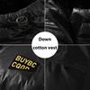 Men Waistcoat Hooded Sleeveless Vest Coat Black Golden Color Down Cotton