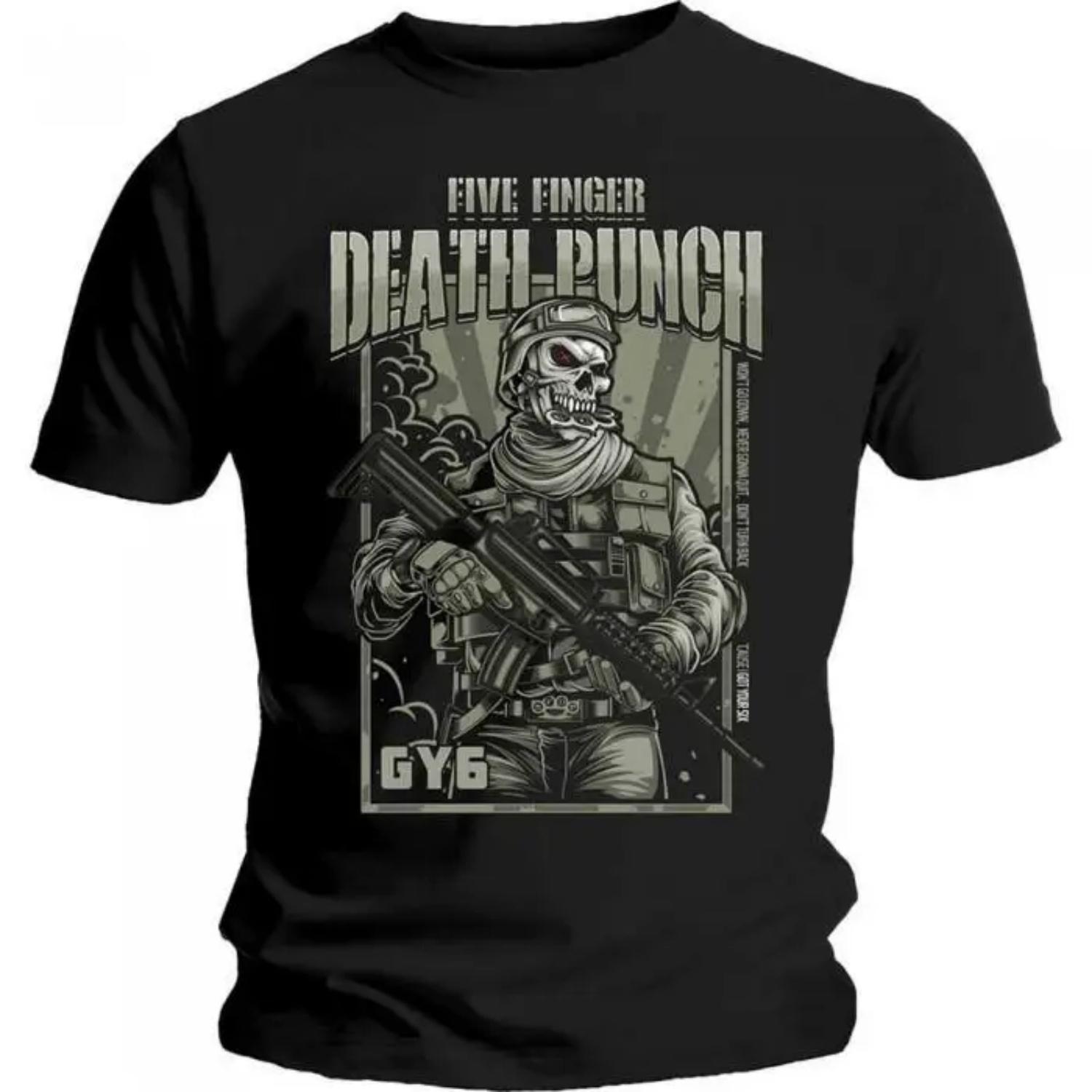 Five Finger T-Shirt Death Punch Unisex Adult War Soldier graphic t shirts Unisex cotton Vintage round neck Short Sleeve S