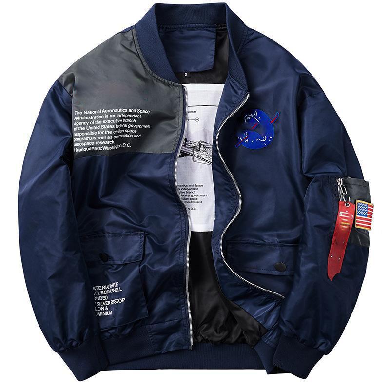 Male Bomber Jacket Men Pilot Jacket Badge Embroidery Baseball Jacket Double Sided Motorcycle Coat