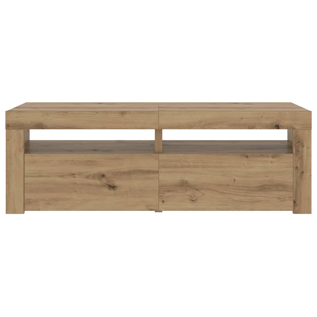 TV Stand with LED Lighting Artisan Oak Finish 120 x 35 x 40 cm Particleboard