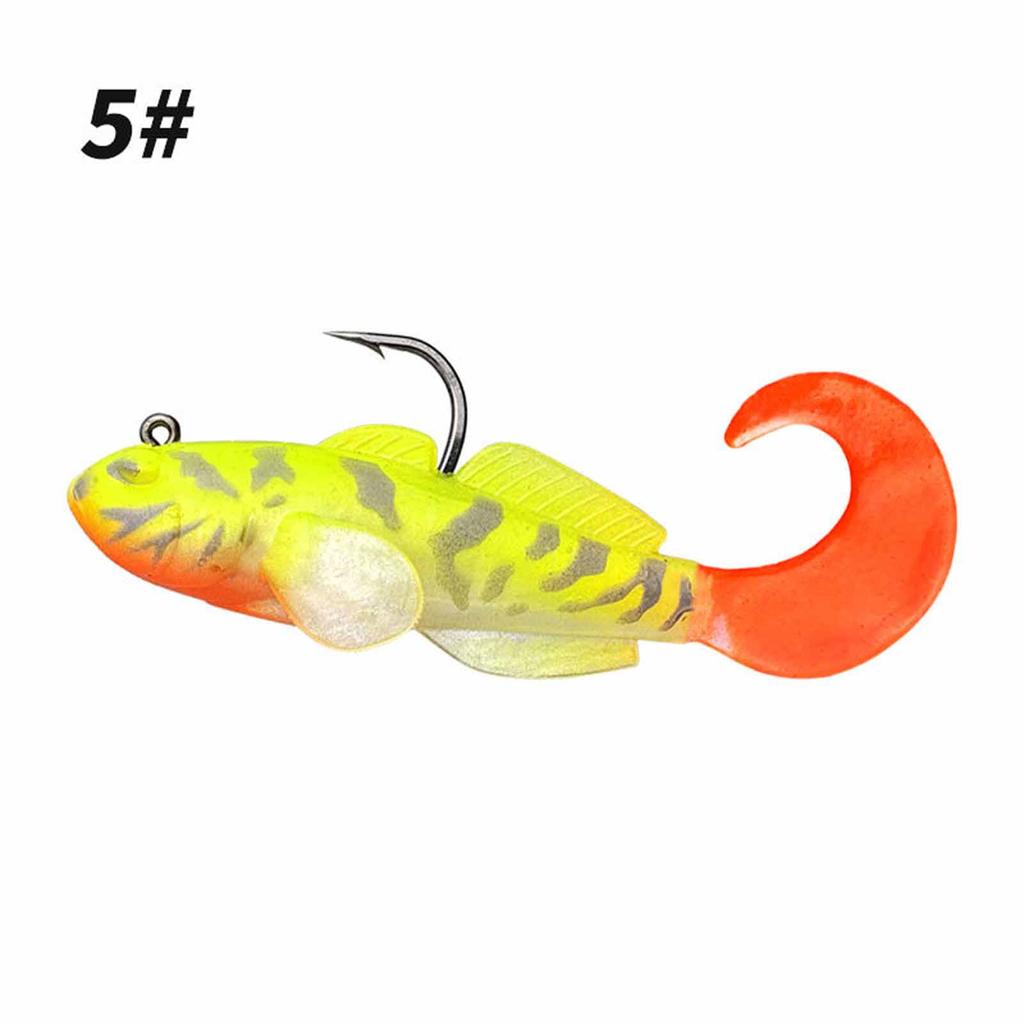 Barbless Single Hook Soft Fishing , Fish Tail Imitation for Bass & Fishing