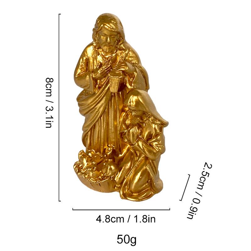Mini Statuetta Presepe Statuine Natività Scultura in Resina della Sacra Famiglia Decorazioni per la Casa Cattolica Cristiana
