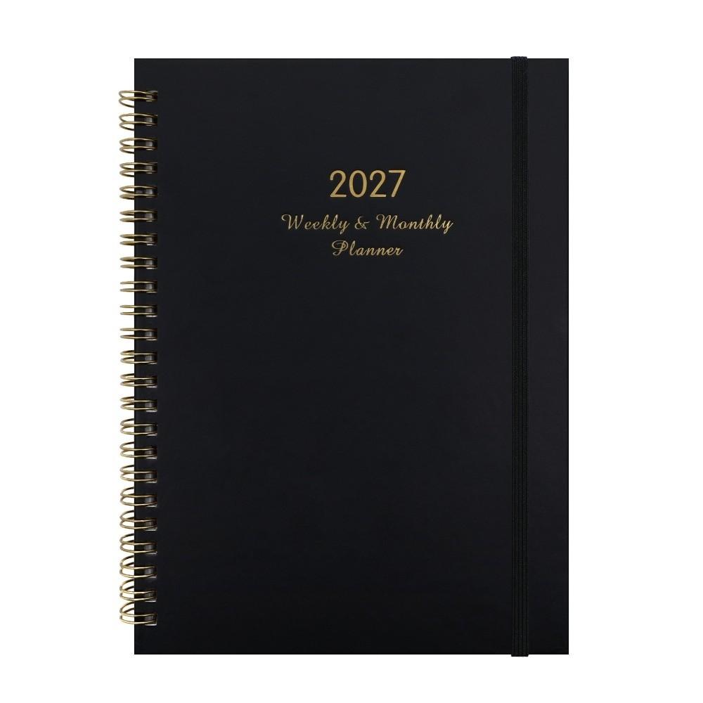 Paper Made 1117 Weekly Planner Solid Color Twin Wire Binding Floral Spiral Notebook Flexible Cover Tab Divided A1 Agenda Book