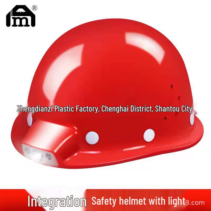 Miner s Safety Helmet with Built-in Induction Headlamp, ABS Construction Red ABS (12 hours)
