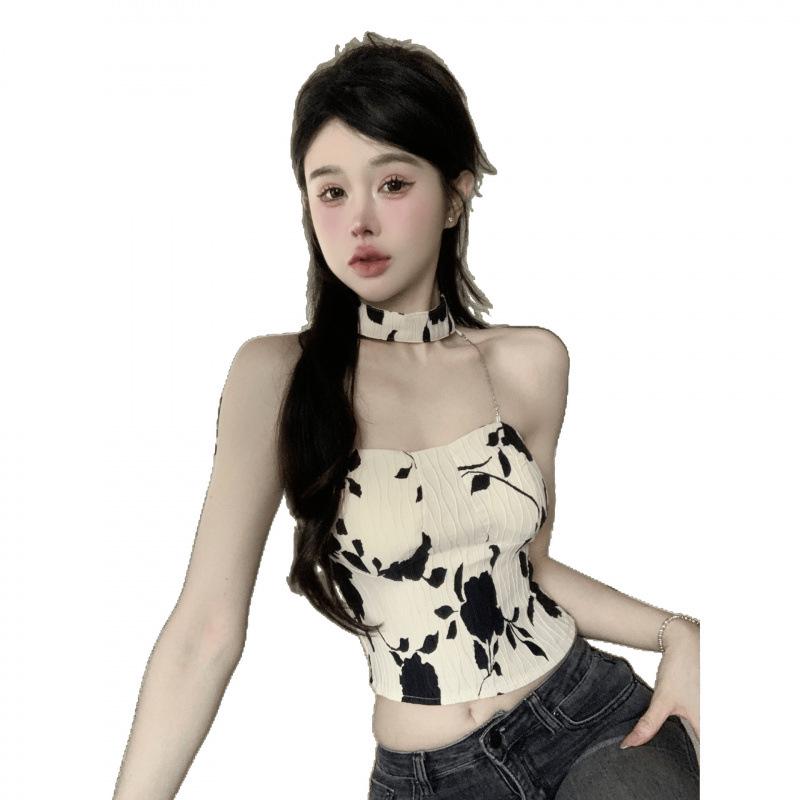 Design-Inspired Off-Shoulder Halter Crop Top - Summer New Arrival