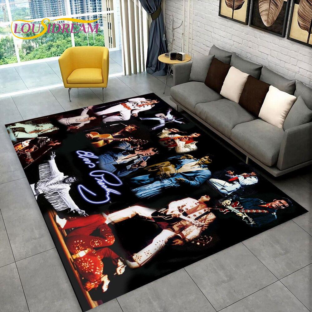 The King Elvis Presley Retro-Teppich, Teppich für Wohnzimmer, Schlafzimmer, Sofa, Fußmatte, Dekoration, Kinder spielen, rutschfeste Bodenmatte, 3D