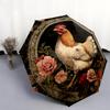 Rooster pattern, automatic folding umbrella, portable and foldable design, 8 ribs, a Christmas or birthday gift.