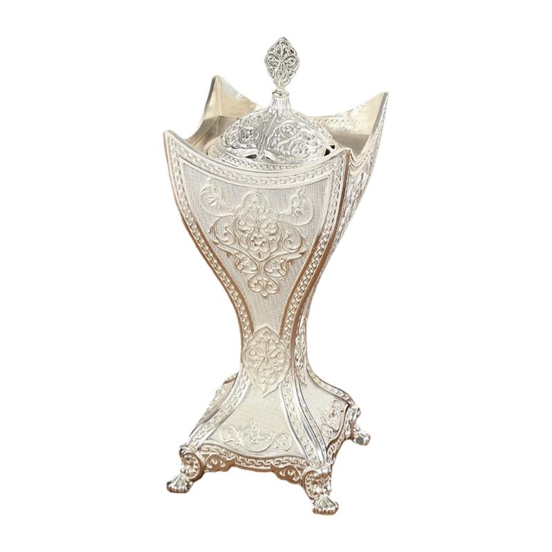 

Elegant Alloy Frankincense Resin Burners Luxurious Incenses Holder with Intricate Carving for Living Room Decoration серебряный