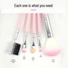 5-Piece Pink & Black Makeup Brush Set: Eyeshadow, Lip, Blush, Eyelash Brushes