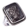 Natural Black Rutile Gemstone Handmade 925 Solid Sterling Silver Ring S.10 K9h77