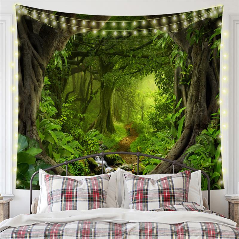 Nordic Nature Forest Landscape Mew Tapestry Background Cloth  HD Hanging Cloth Tapestry Home Decor