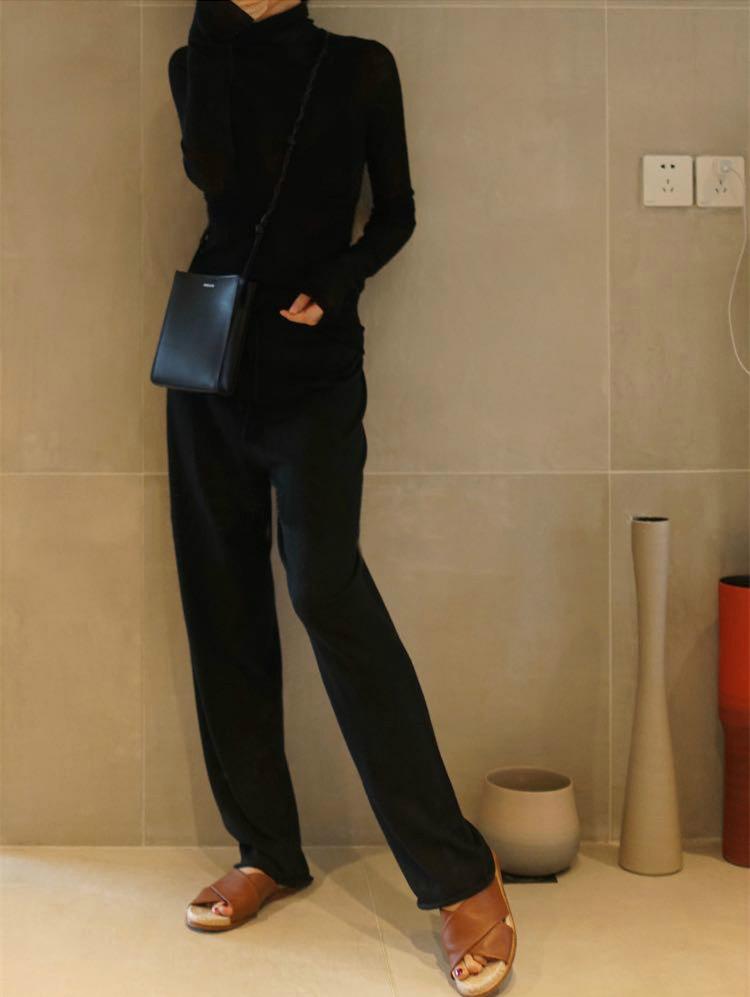 Spring Women's See-Through Wool Turtleneck Sweater - Lightweight, Close-Fitting Base Layer