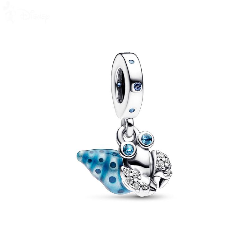 

925 Silver Blue Hermit Crab Charm Beads Pendant For Women Fashion Jewelry Making DIY Accessories