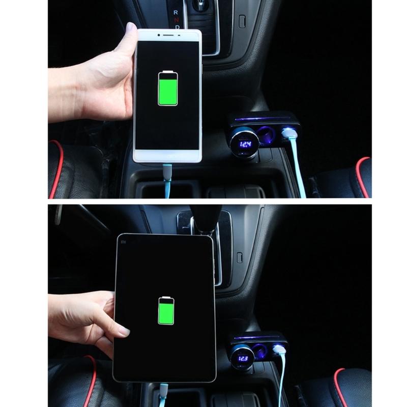 12V/24V Vehicles  Socket Splitter Multiple Device Charging Car Accessory 2 USB Interfaces Totally 3.1A Output