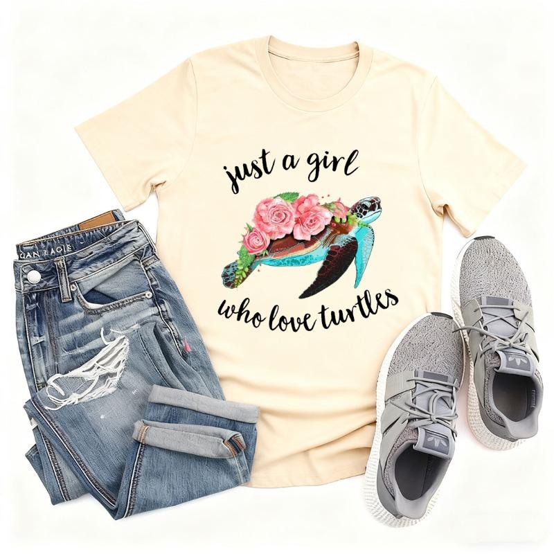 Turtle Cotton TShirt Love Turtle Tshirt Sea Turtle Skip A Straw Save A Turtle Shirt Comfortable Short Sleeve Crew Neck Tees S