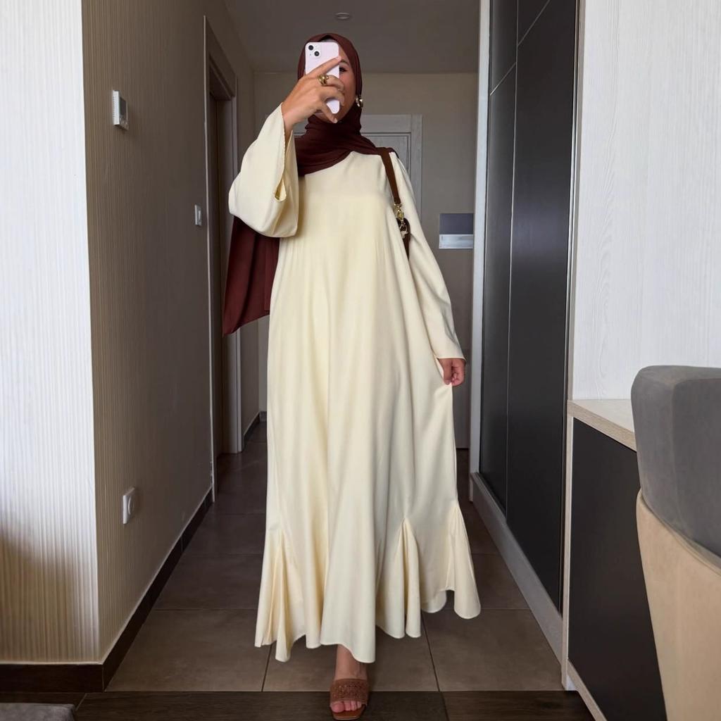 Middle East Arabic Women's Autumn New Fashion Satin Pendulum Robe Dress Abayas