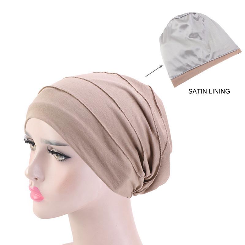 2022 New  Muslim Hijab Elastic Cotton Turban Hat Solid Color Women Warm Winter Headscarf Bonnet Inner Hijabs Cap Chemo Hat