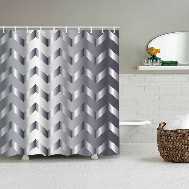 Abstract Geometric Bathing Curtain  Bathroom Nordic Green Leaf  Shower Curtain Waterproof With 12 Hooks Home Deco Free Ship