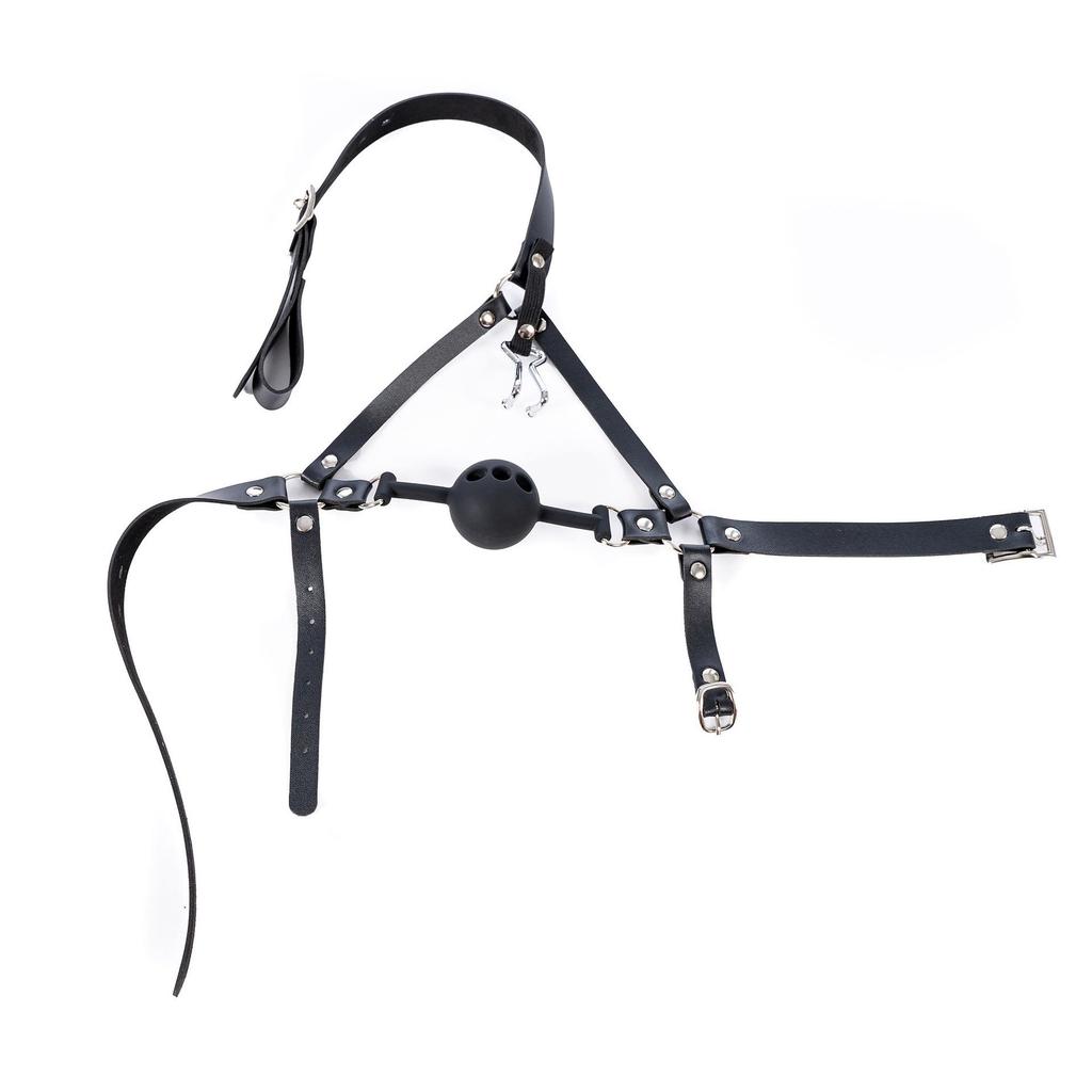 Silikon Ball Gag mit Geschirr & Nasenhaken - Adult SM Training