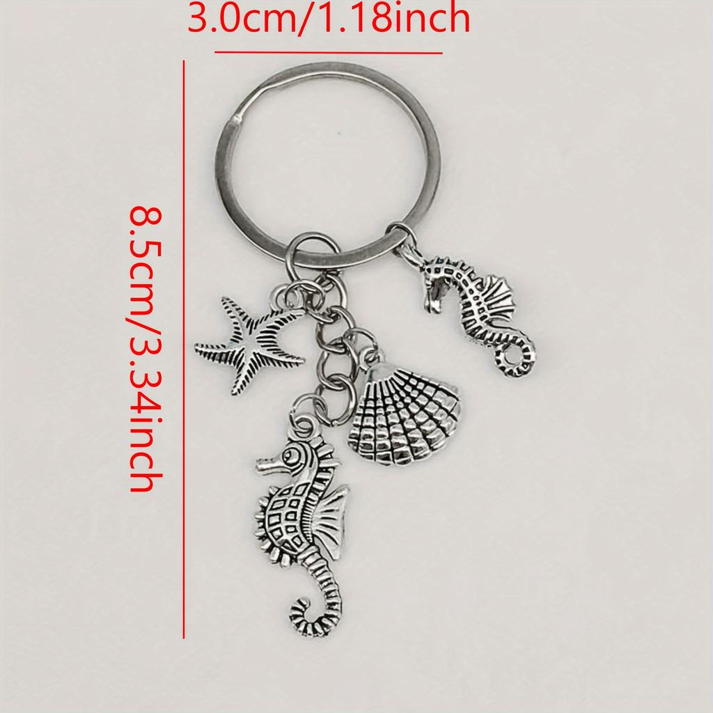 1pc Sea Life Starfish Shells And Seahorse Alloy Pendant Keychain - Beach Theme - For Beach Lovers - Perfect Gift for Friends & Family