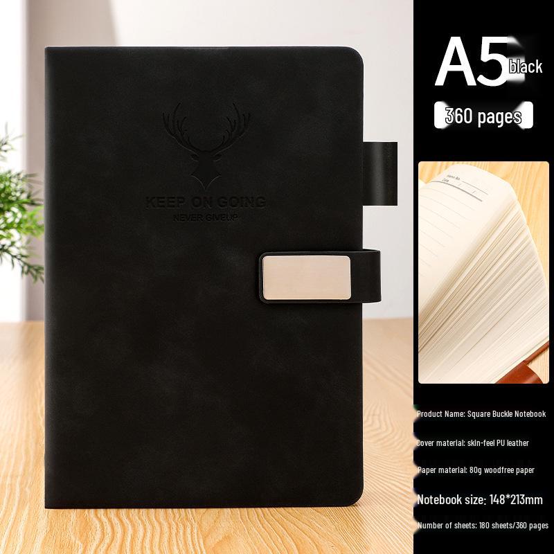 A5 Sheepskin Leather Business Notebook – Thick, Soft Cover for Meetings & Records