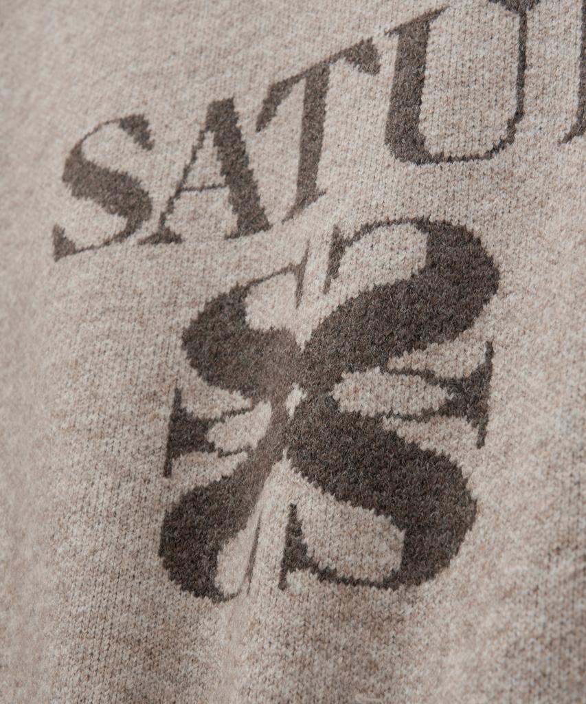 Seteo Basic Logo Jacquard Crew Neck Knit Beige