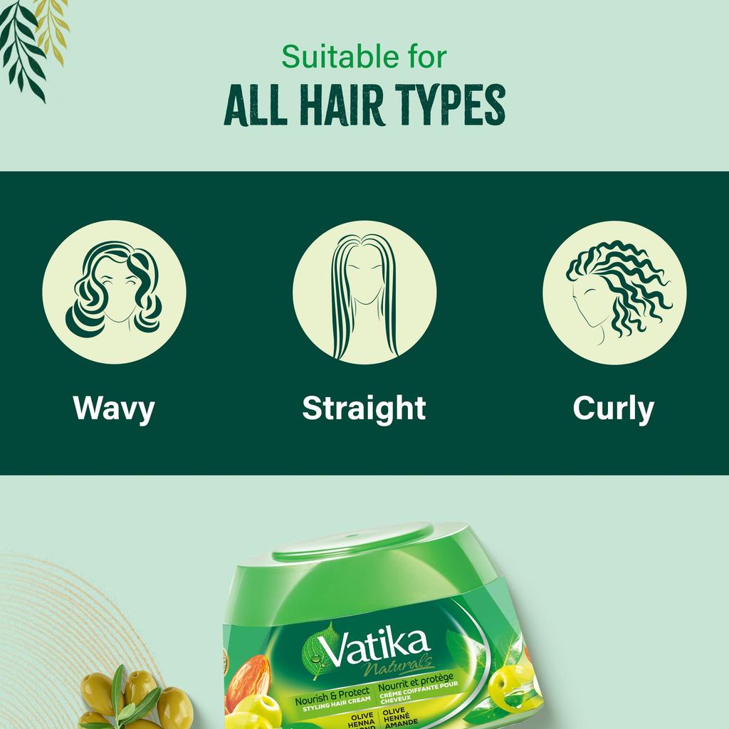Hair Cream Henna Nutrition and Protection Styling Hair Cream with Olive, Henna, Almond Vatika Dabur UAE
