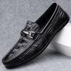 Summer new leather shoes men's high-end crocodile pattern business casual shoes fashion trendy with one-pedal driving shoes