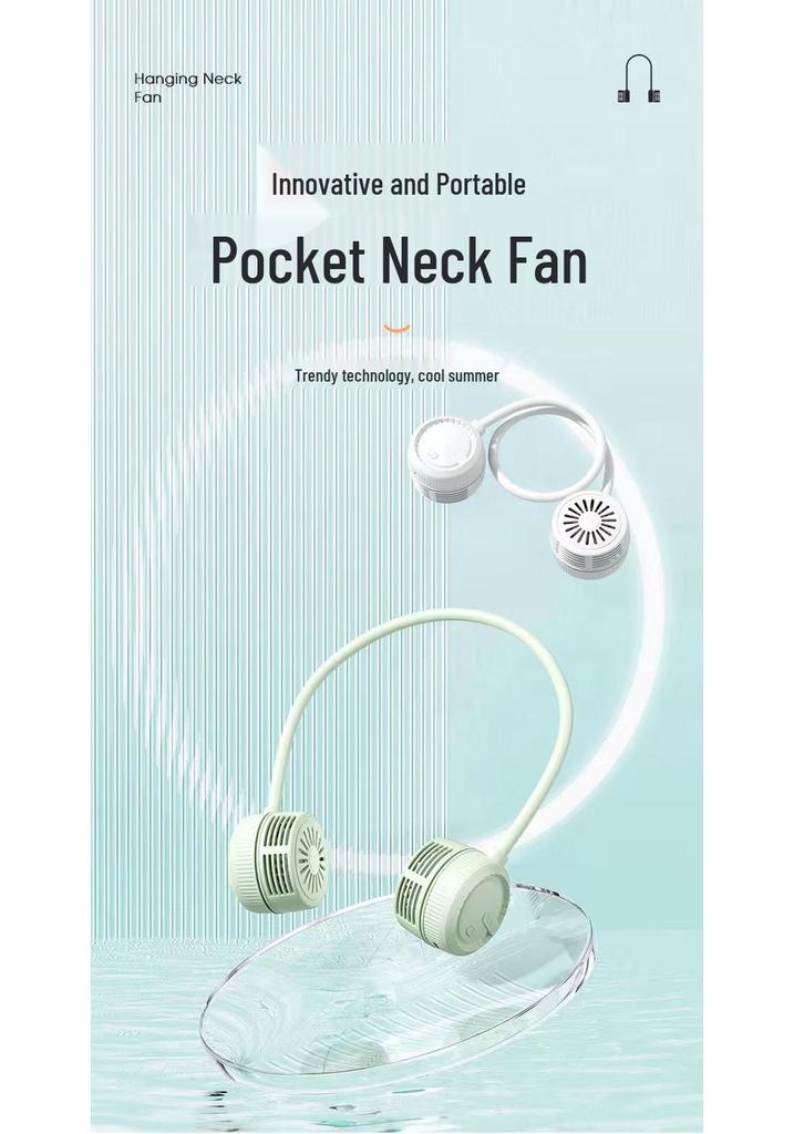 Portable Leafless Neck Fan: Silent, USB Rechargeable, Foldable, Mini Pocket Design