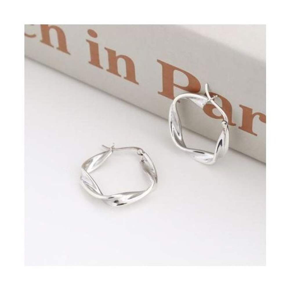 925 Sterling Silver Twisted Wave Medium Earrings, Made in Thailand