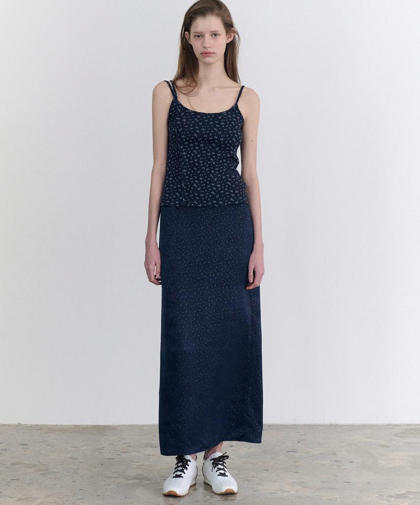 Annies Nadia Jacquard Satin Long Skirt (Navy)
