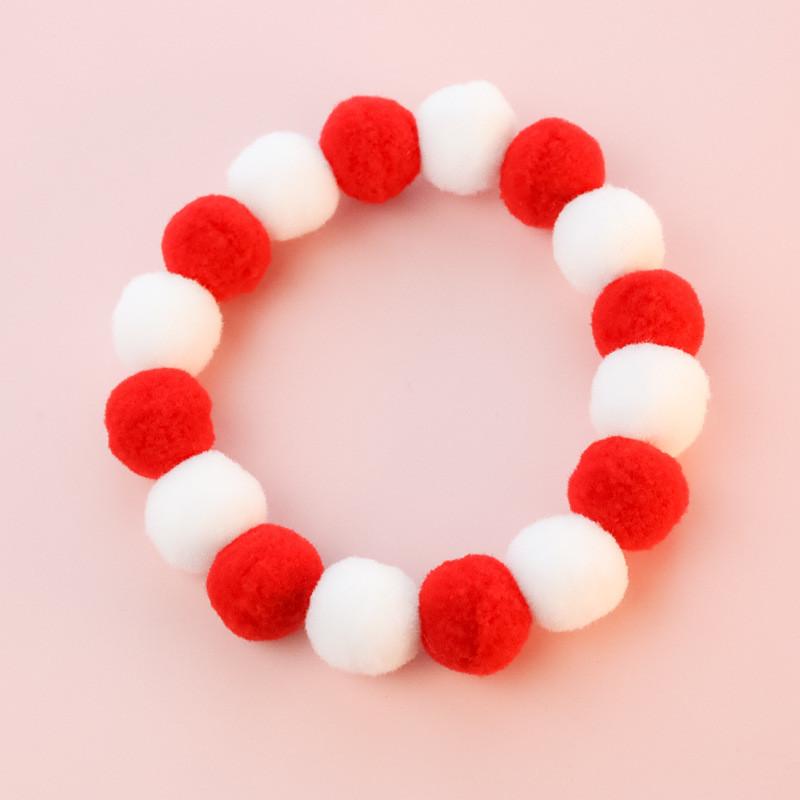 Christmas Cute Dog Cat Plush Ball Necklace Soft Elasticity Collar Pet Neck Accessories Pompom Ball Necklace Gift for Puppy Kitty
