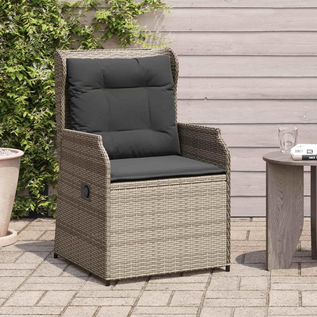 Garden Bench Set 2 Pcs Grey Poly Rattan