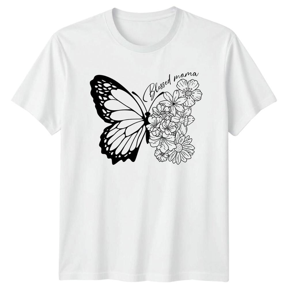 Blessed Mama Floral Butterfly TShirt Mothers Day Gift For Mom S