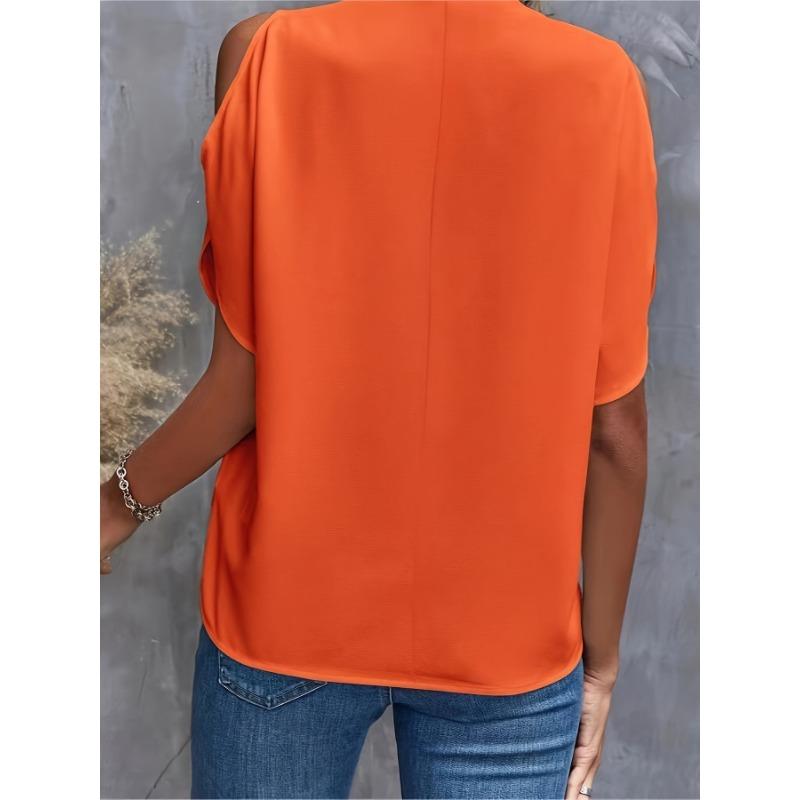 Haut en dentelle à col en V et couleur unie pour femme, printemps/été