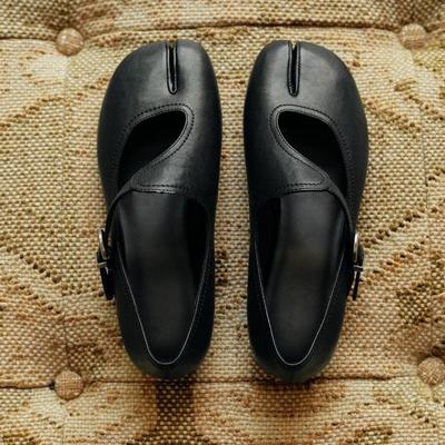 Versione in pelle di vacchetta~ Scarpe singole Mary Jane con zoccoli di maiale di nicchia coreana, nuove scarpe in pelle piccole versatili da donna