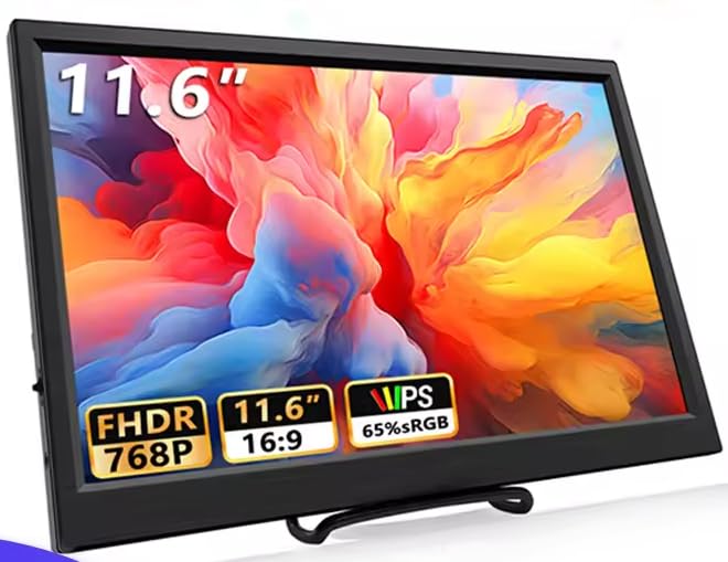 

zmart inch portable HDMI second screen for gaming extended compatible with mobile external USB for compact 11.6 monitor, compatible, laptop, display, чорний