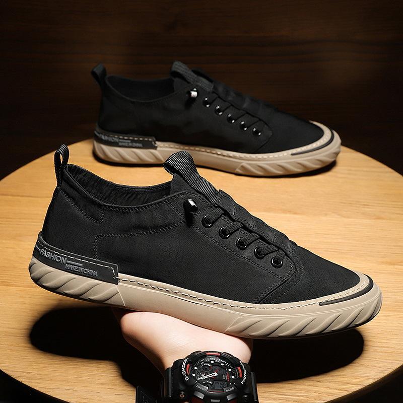 2025 spring new breathable ice silk old Beijing cloth shoes Korean version trendy versatile shoes men's casual canvas board shoes